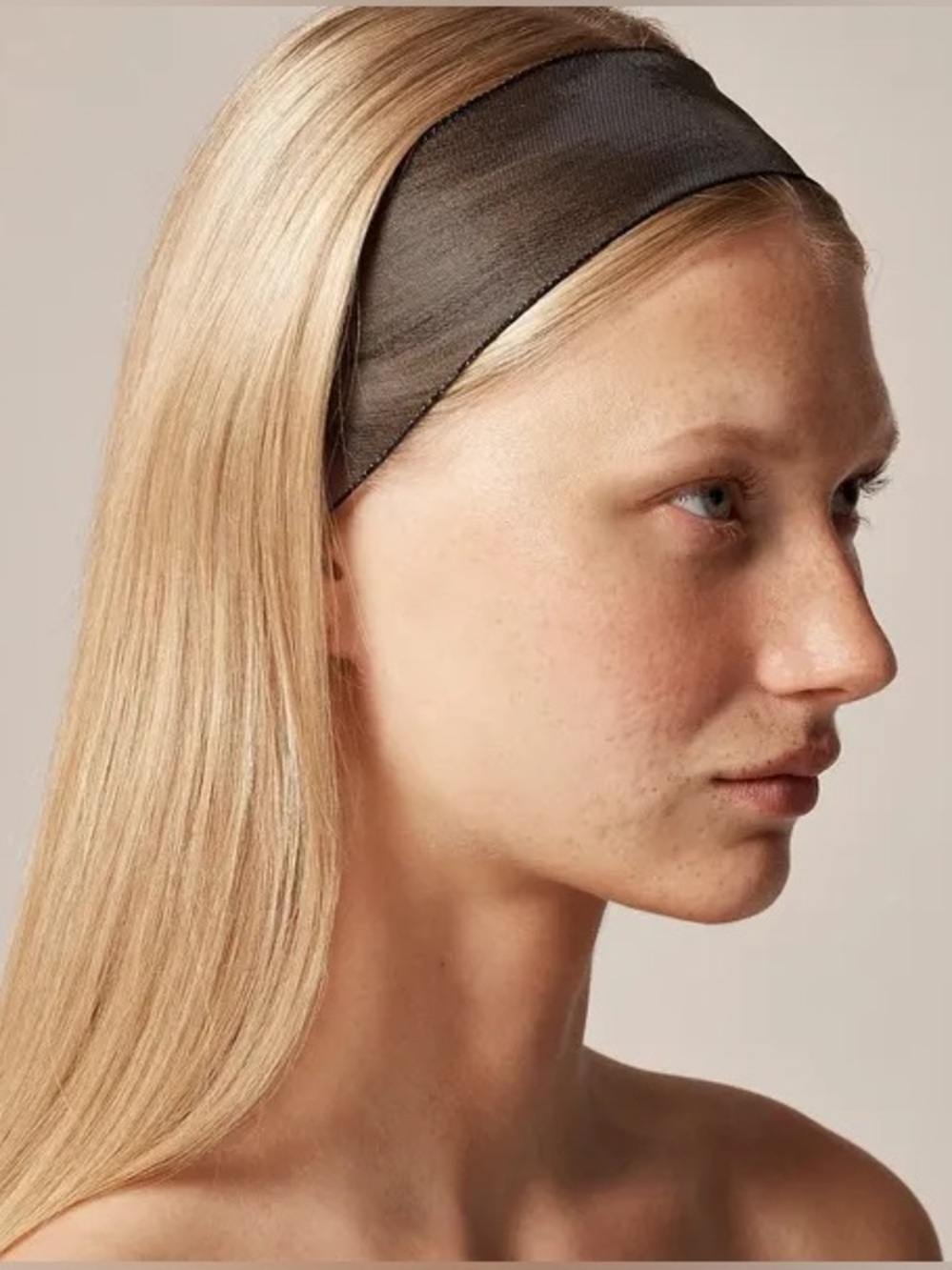 NWT J.Crew Black Sheer Mesh Wide Headband - Classic Minamalist - One Size
